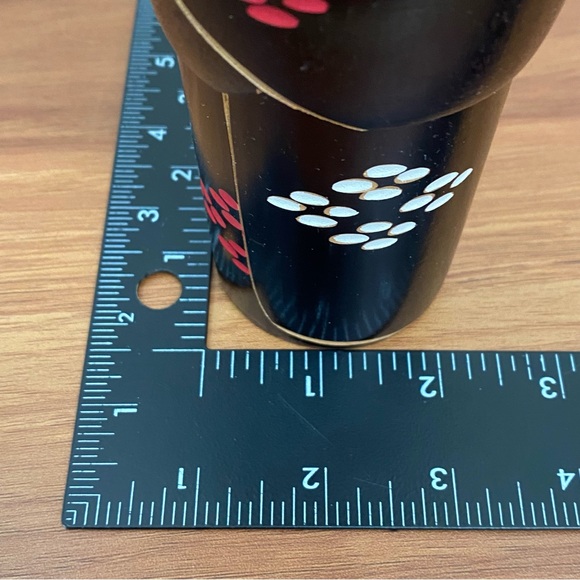 Vintage Kunio Miyagawa Black Kimono Okappa 10” Kokeshi Doll - Picture 6 of 16